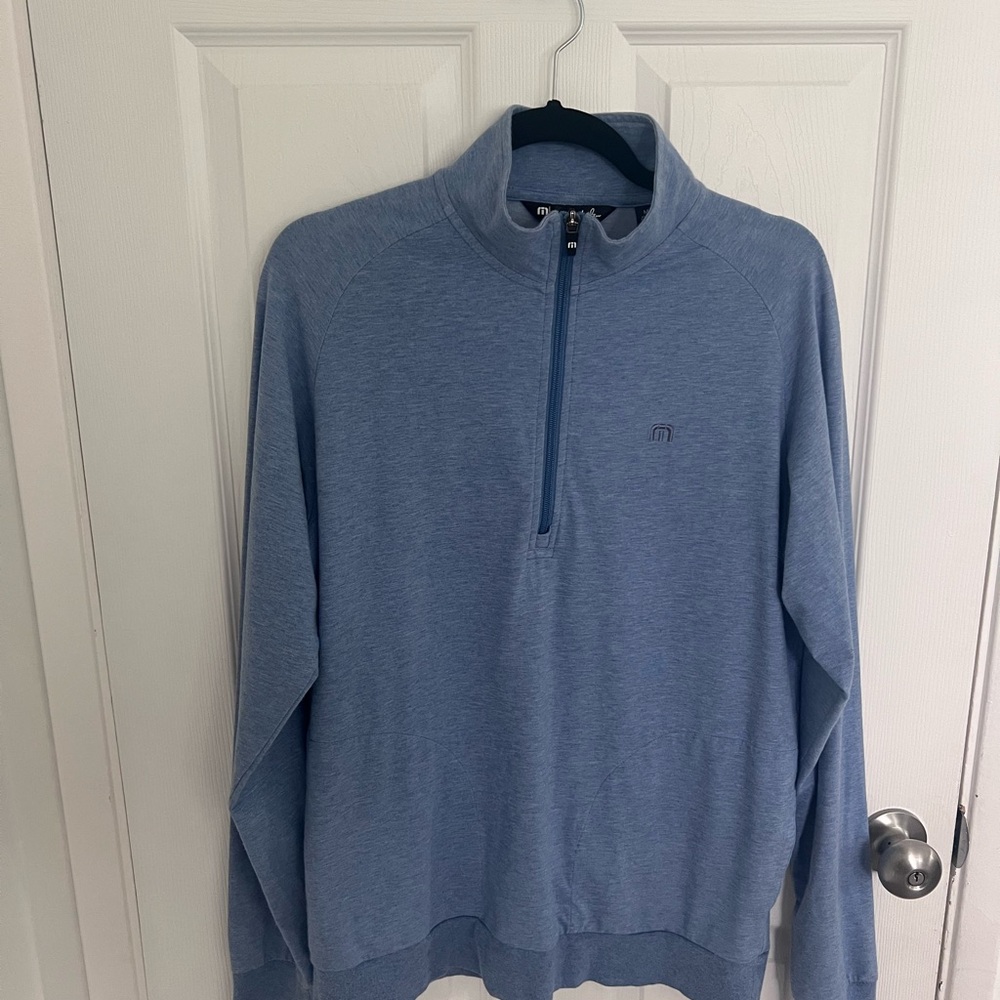 Travis Mathew Light Blue Quarter-Zip Pullover